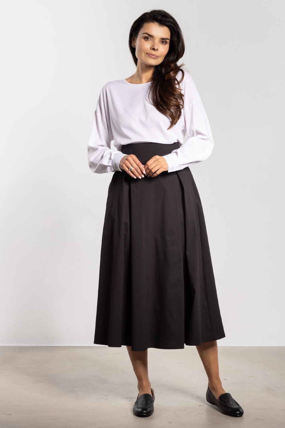 Awama Black Flared High Waisted Skirt