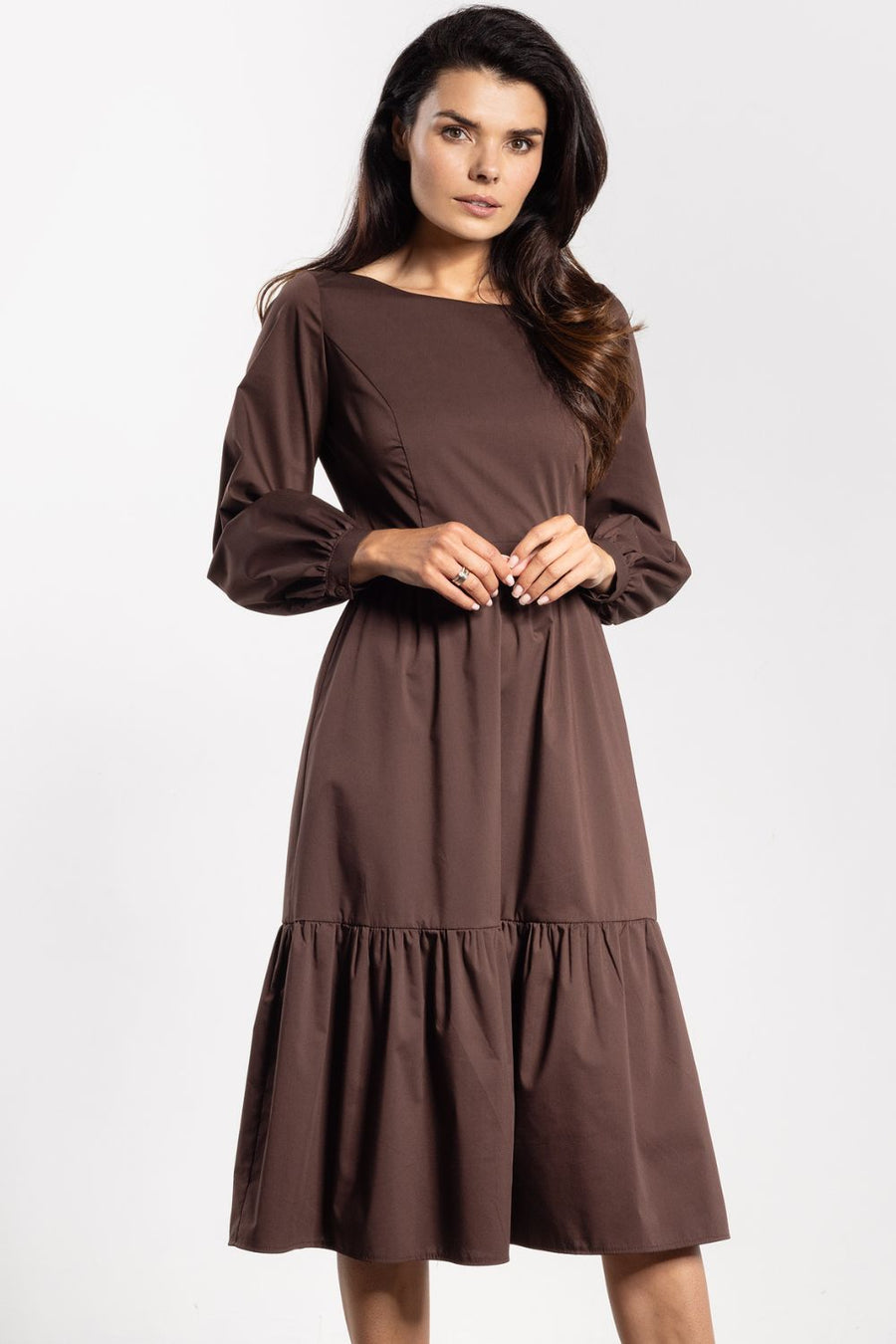 Awama Chocolate Midi Bodycon Dress