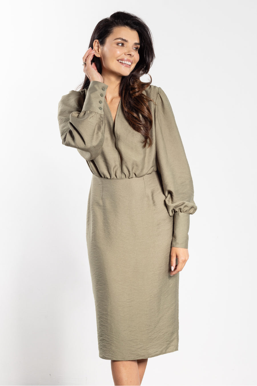 Awama Sage Midi Bodycon Cocktail Dress