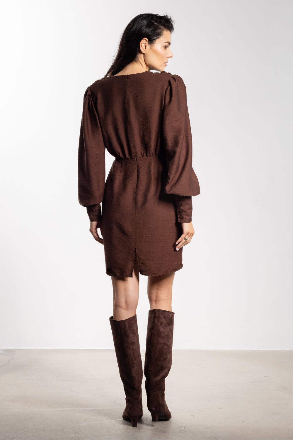 Awama Chocolate Mini Bodycon Cocktail Dress - view 3
