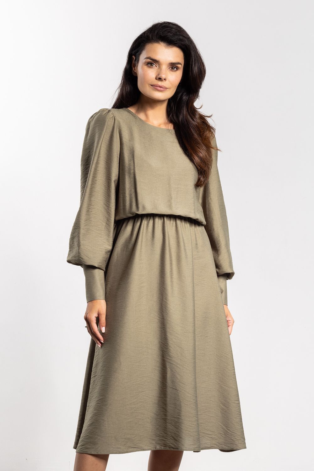 Awama Sage Midi Long Sleeve Dress