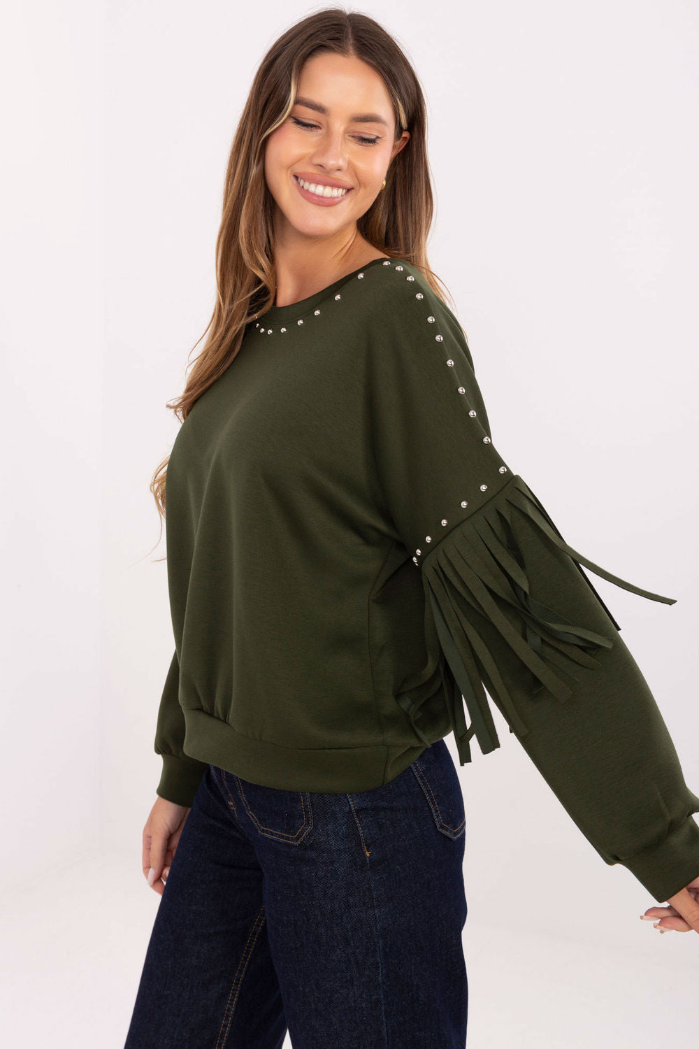 Rue Paris Khaki Long Sleeve Sweatshirt - view 2