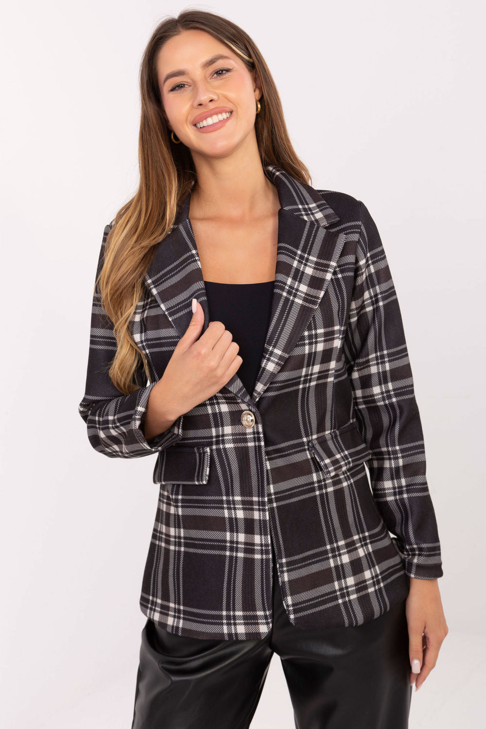 Rue Paris Black Long Sleeve Jacket with Buttons