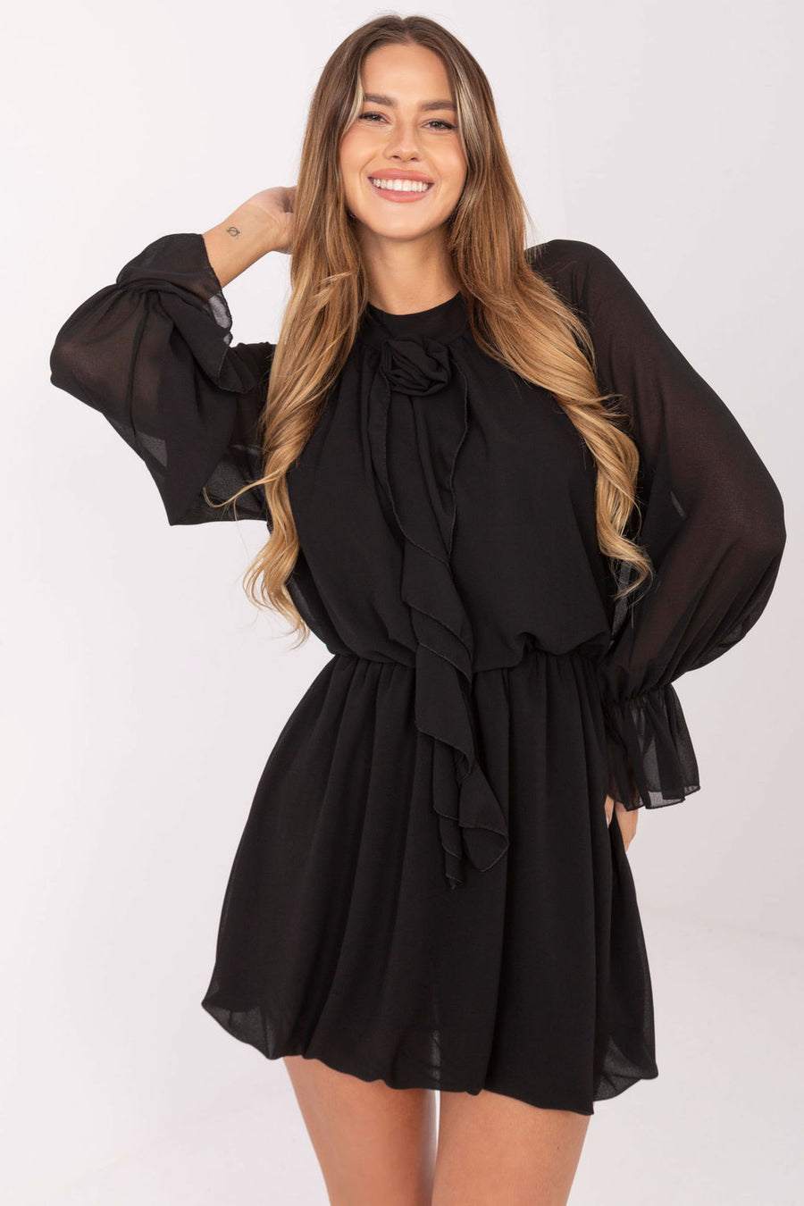 Rue Paris Black Mini Flared Cocktail Dress