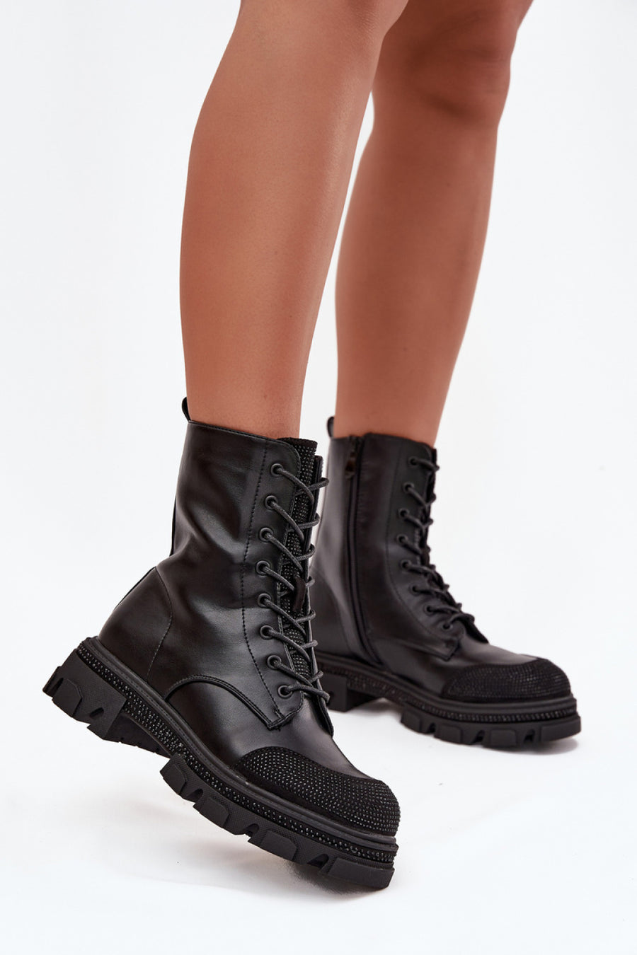 Step In Style Black Faux Leather Warm Lined Ankle Boots