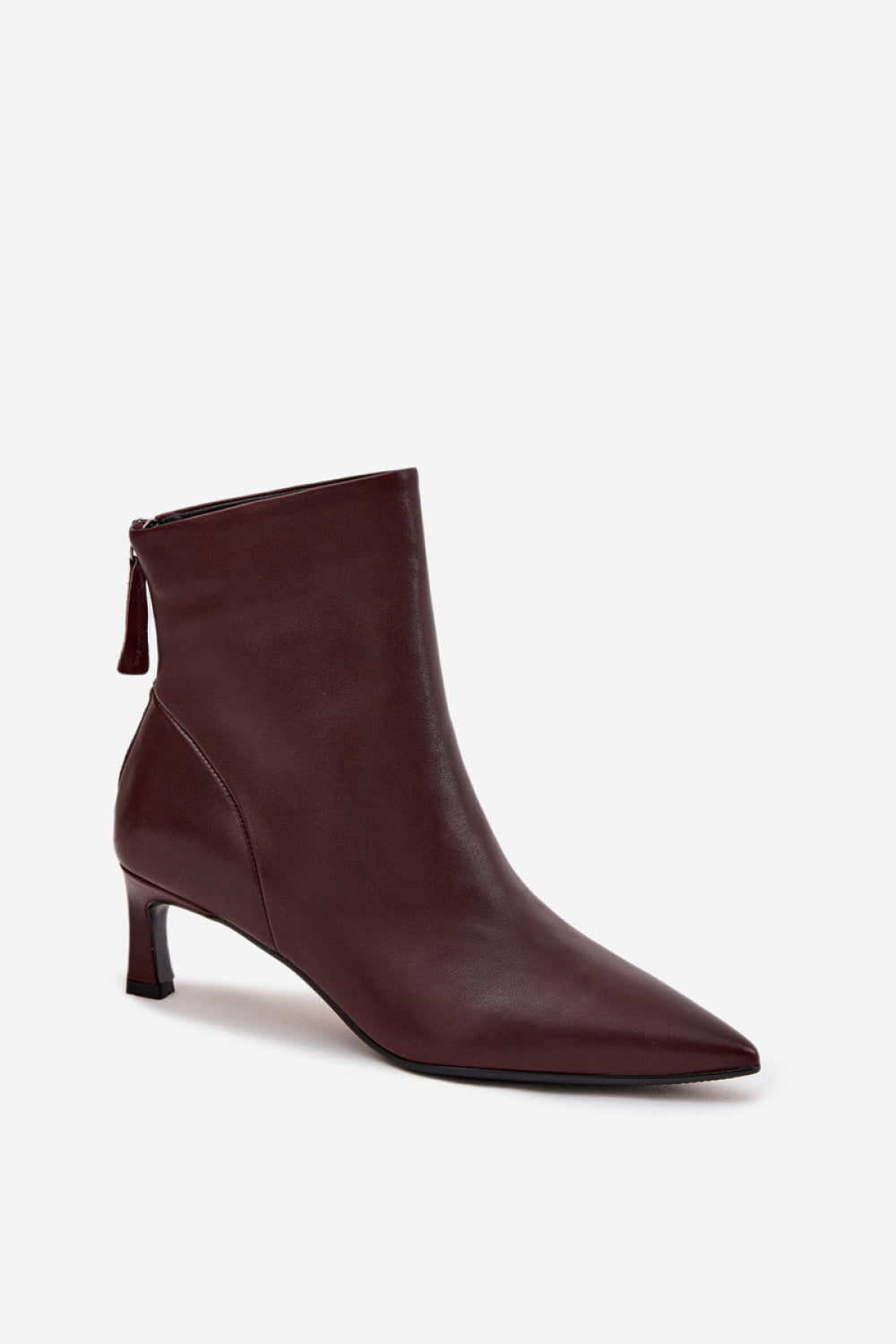 Step In Style Burgundy Leather Stiletto Heeled Ankle Boots - view 2