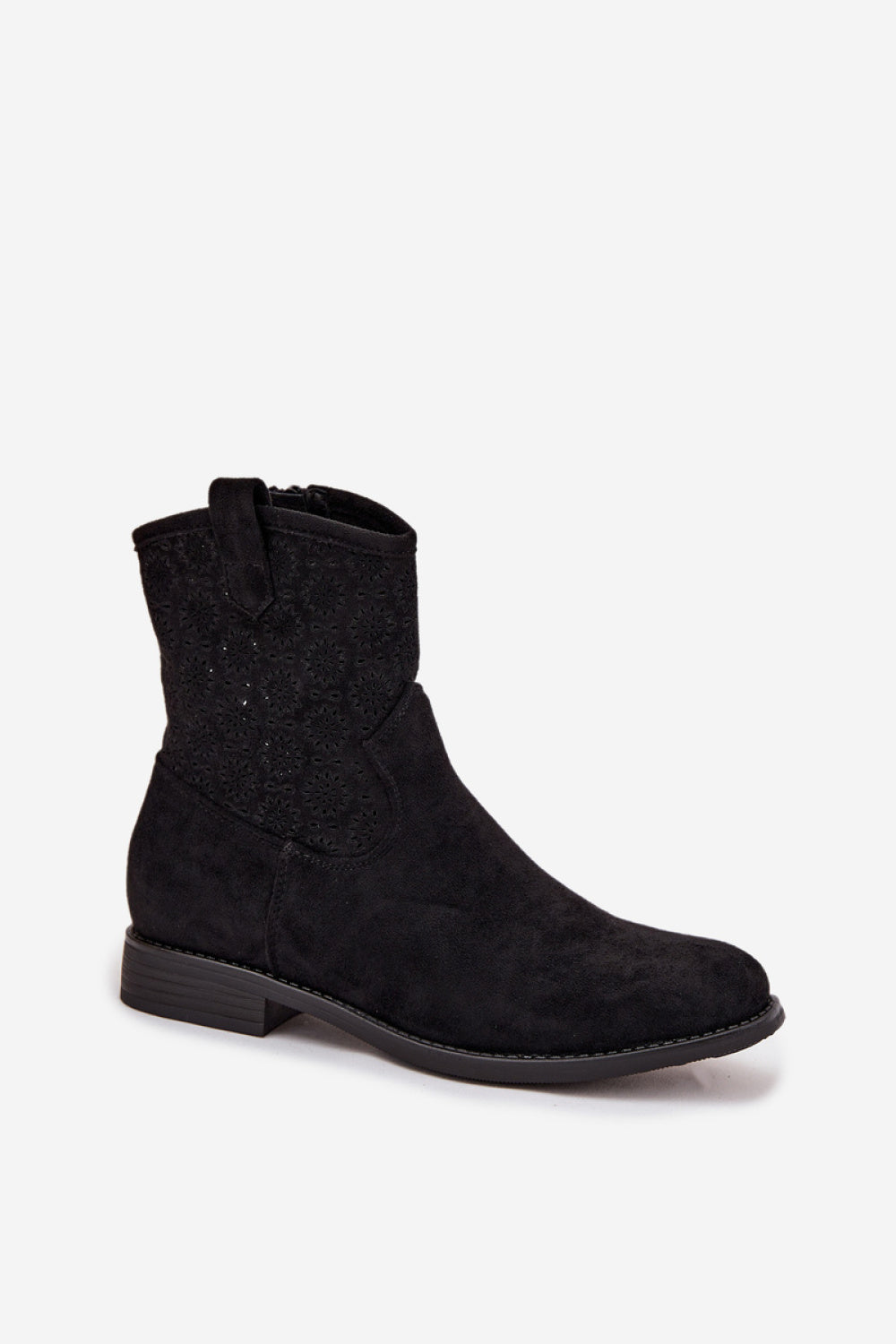 Step In Style Black Faux Suede Flat Boots with Zip - view 2