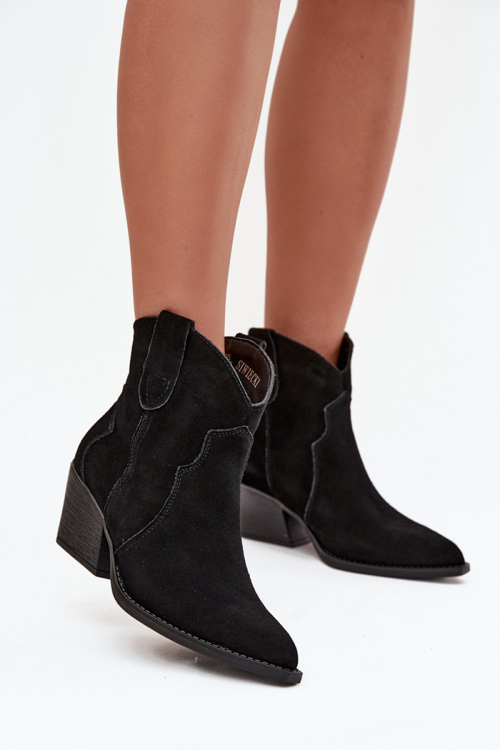 Step In Style Beretta Black Suede Heeled Ankle Boots