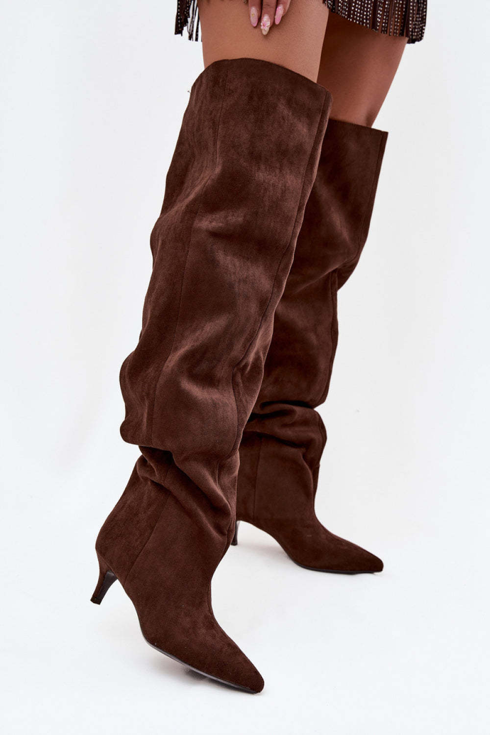 Step In Style Ysolienne Chocolate Faux Suede Heeled Ankle Boots