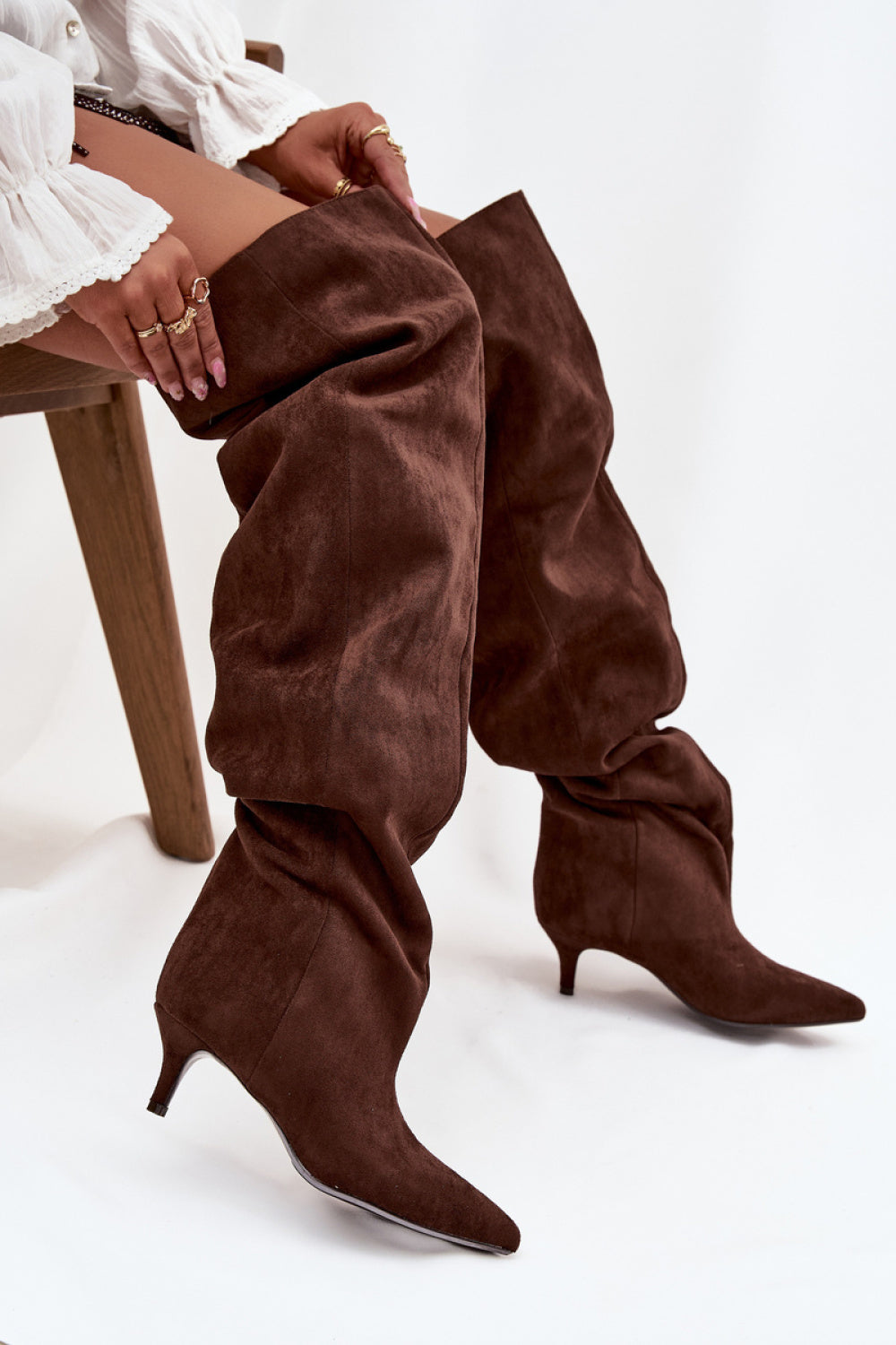 Step In Style Ysolienne Chocolate Faux Suede Heeled Ankle Boots - view 3