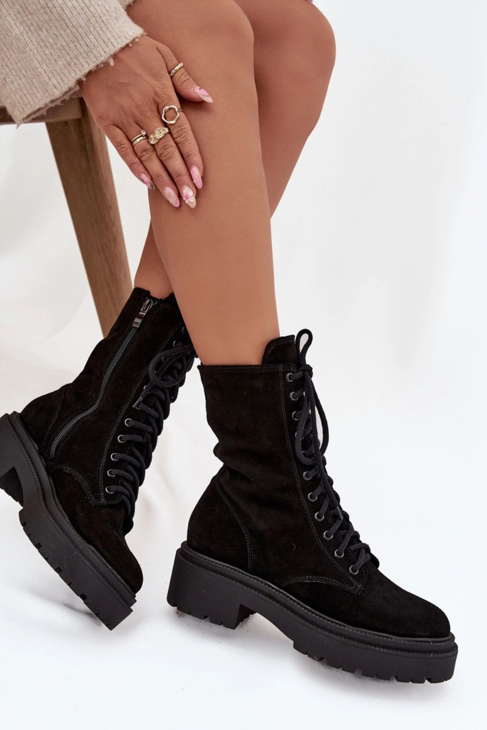 Step In Style Zazoo Black Suede Platform Ankle Boots - view 3