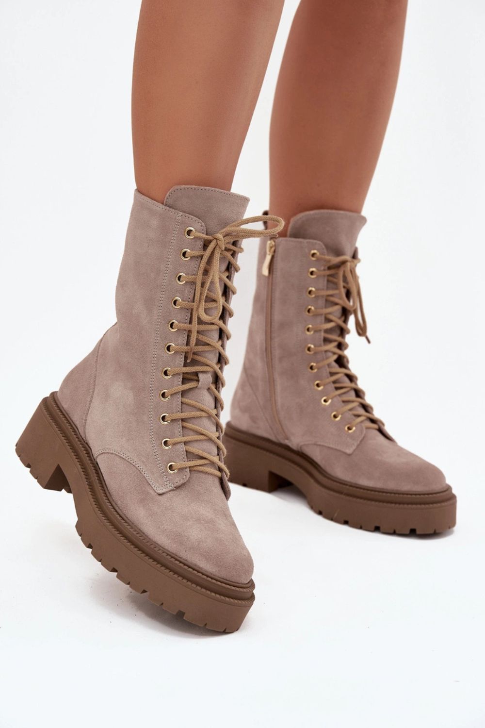 Step In Style Zazoo Beige Suede Platform Ankle Boots - view 3