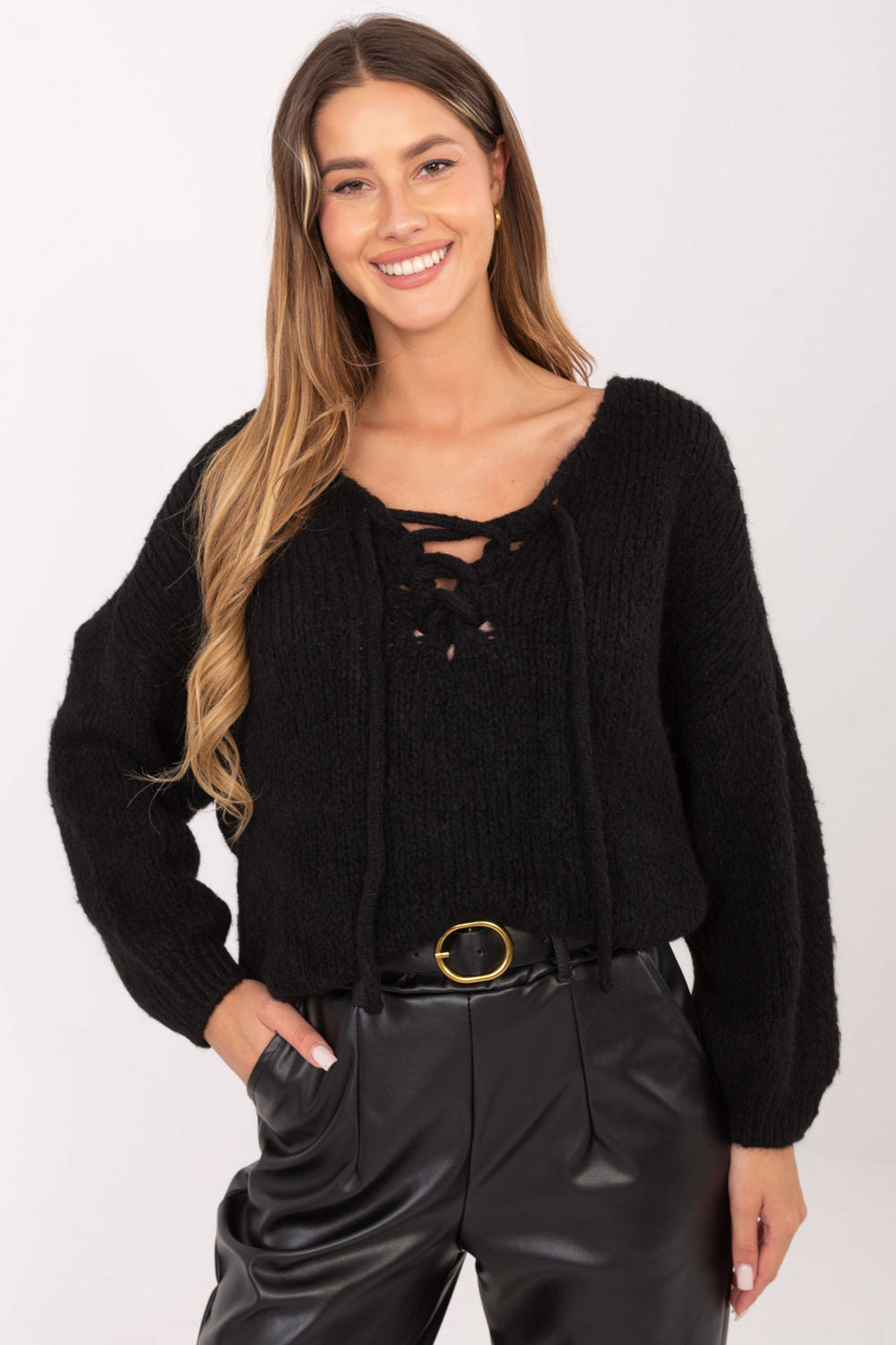 Italy Moda Black Long Sleeve Jumper