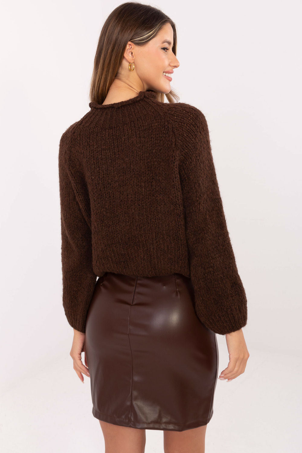 Italy Moda Brown Puff Sleeve Jumper - view 3