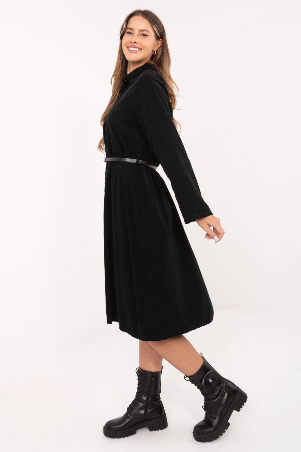Italy Moda Black Midi Flared Dress - view 2