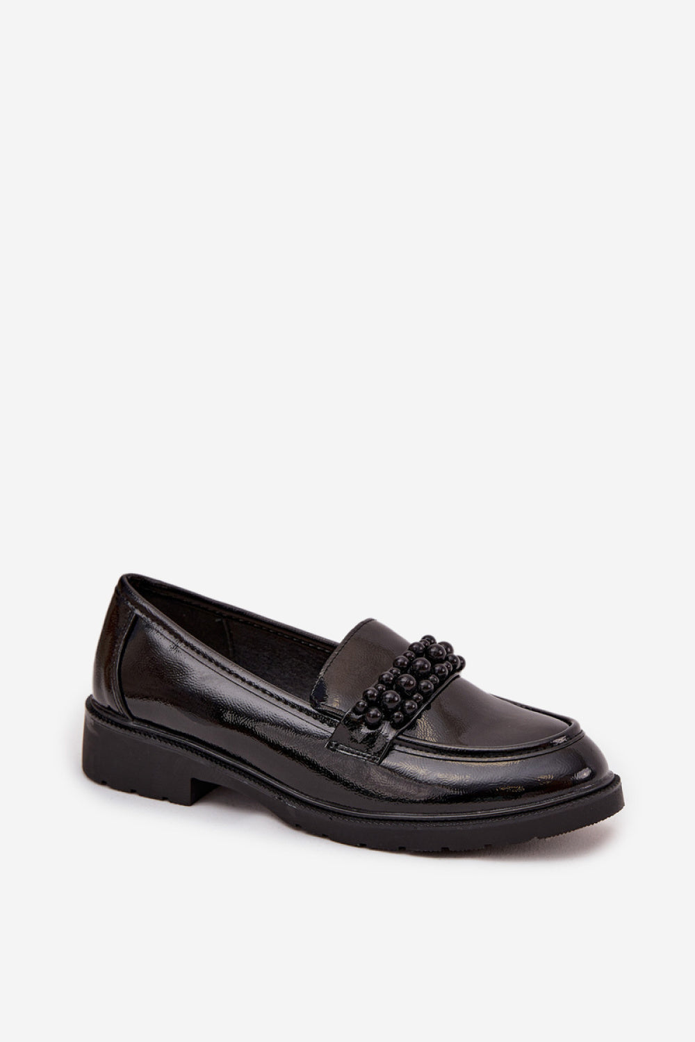 Step In Style Black Faux Leather Moccasins with Round Toe - view 2