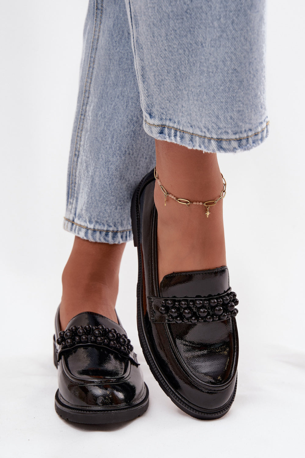 Step In Style Black Faux Leather Moccasins with Round Toe - view 3