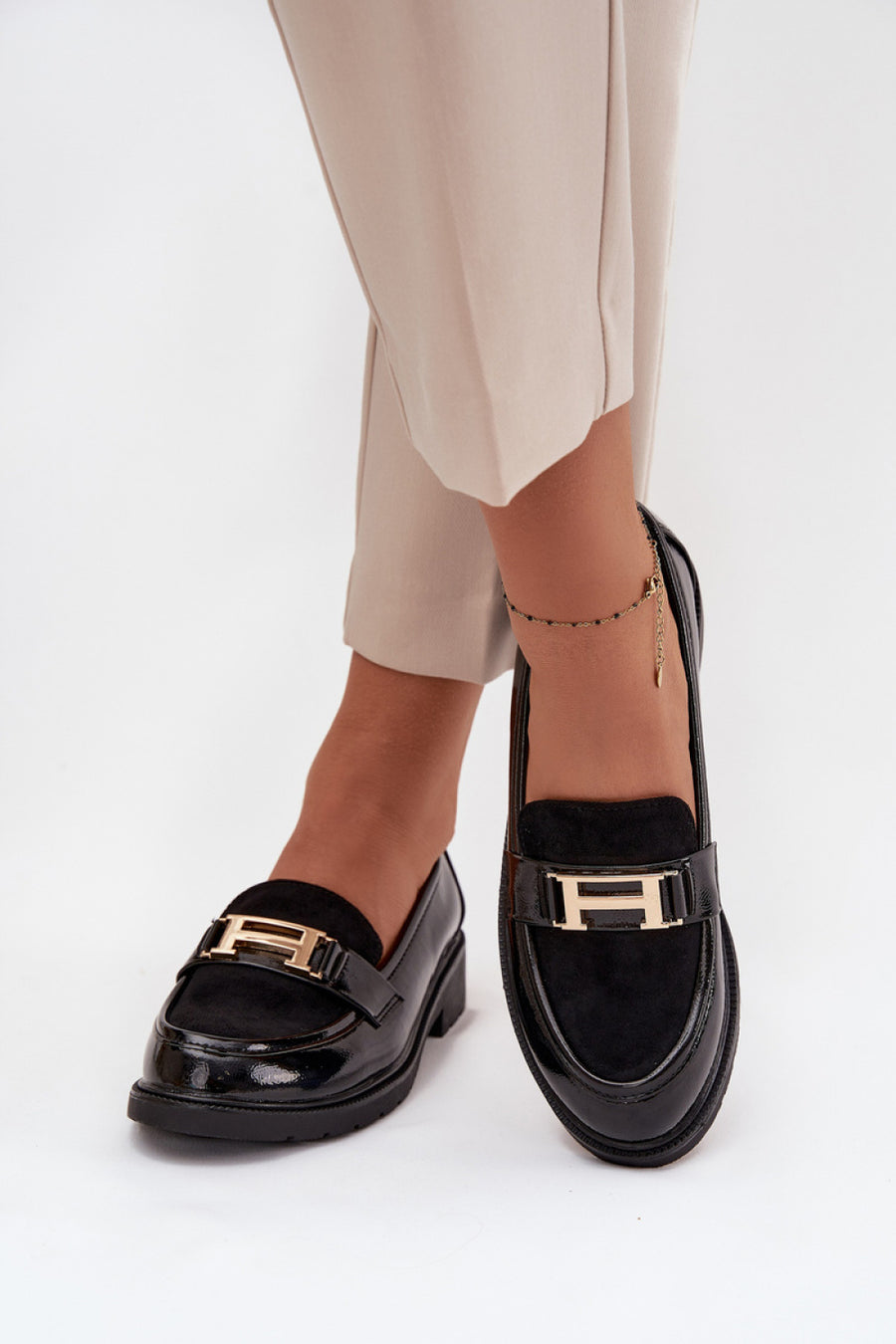 Step In Style Black Faux Leather Moccasins