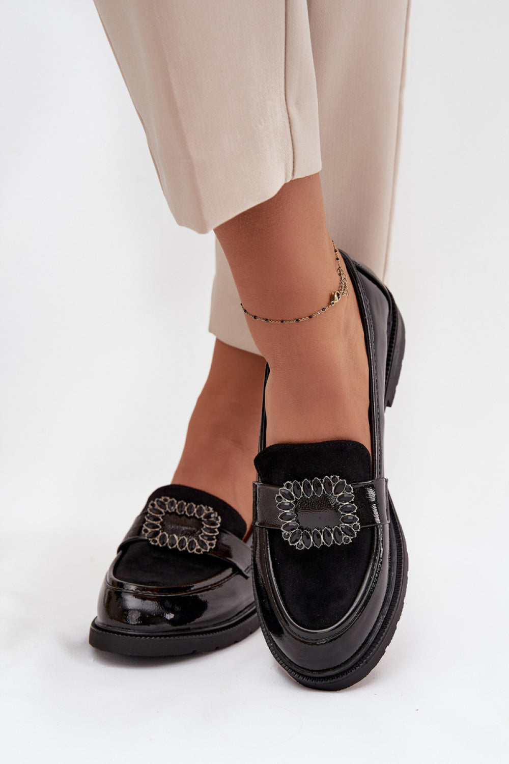 Step In Style Black Moccasins with Buckle - view 3