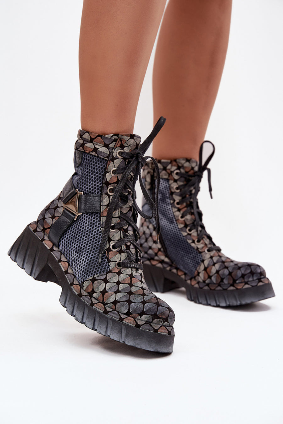 Step In Style Maciejka Multicolour Leather Platform Ankle Boots