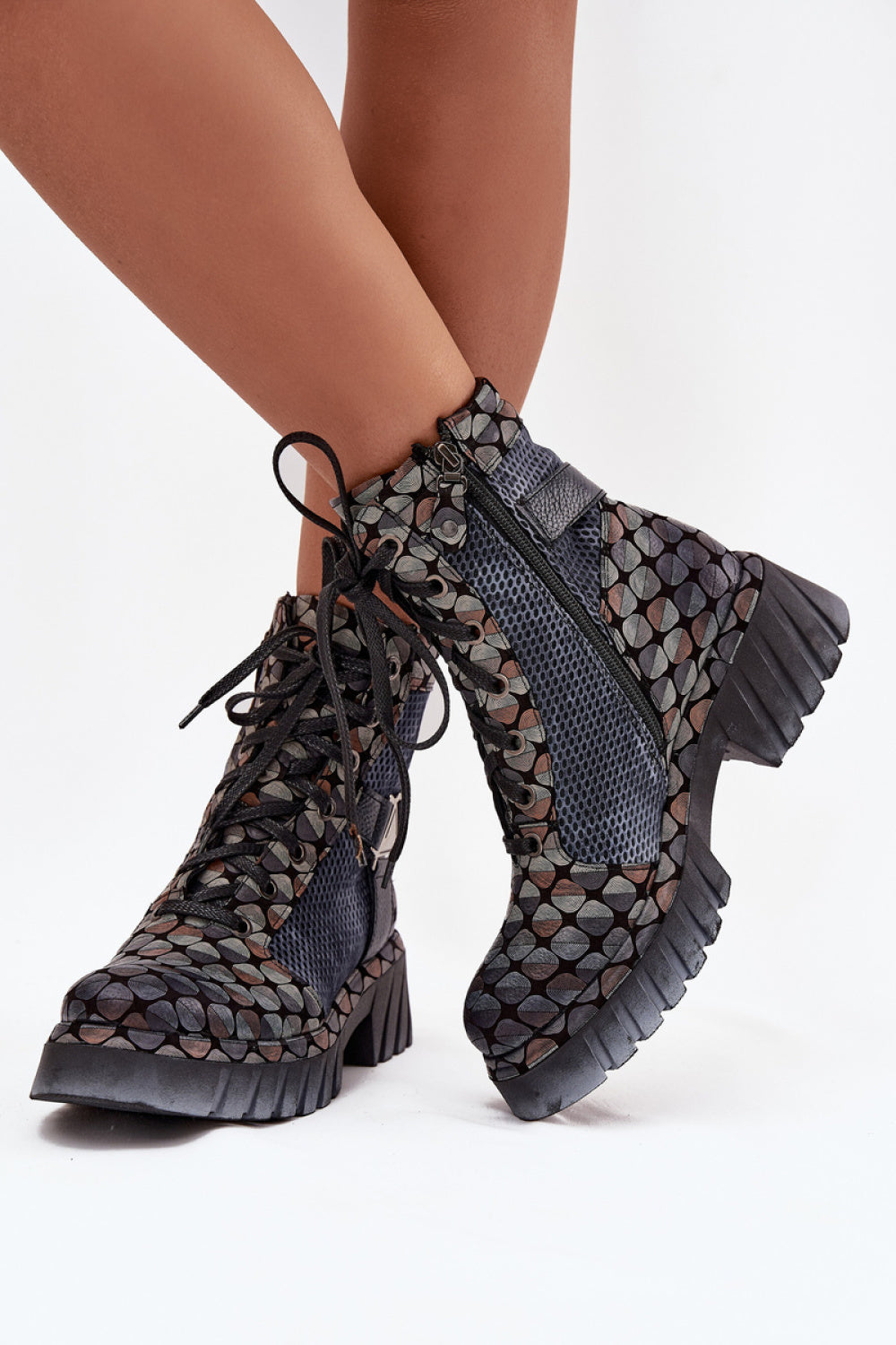 Step In Style Maciejka Multicolour Leather Platform Ankle Boots - view 3