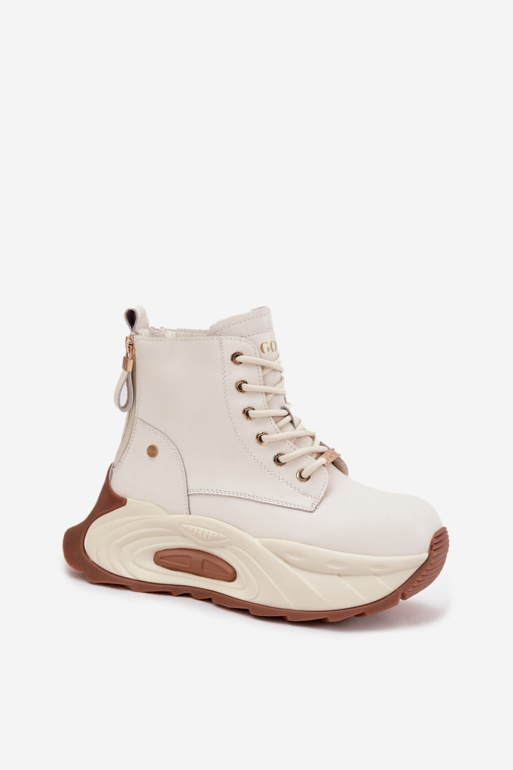 Step In Style Goe Light Beige Leather Platform Boots - view 2