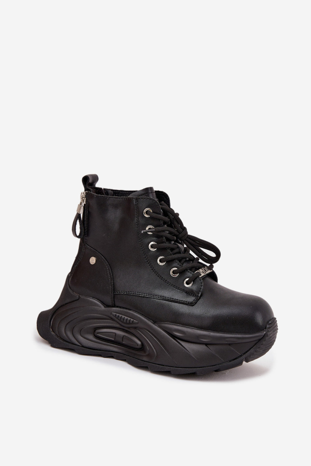 Step In Style Goe Black Leather Platform Boots - view 2