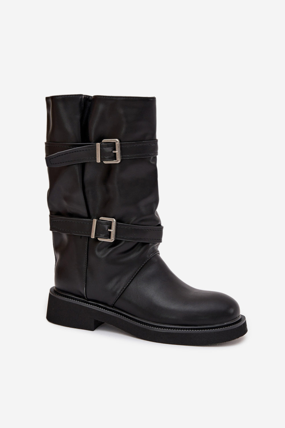 Step In Style Halvessa Black Faux Leather Flat Over The Knee Boots - view 2