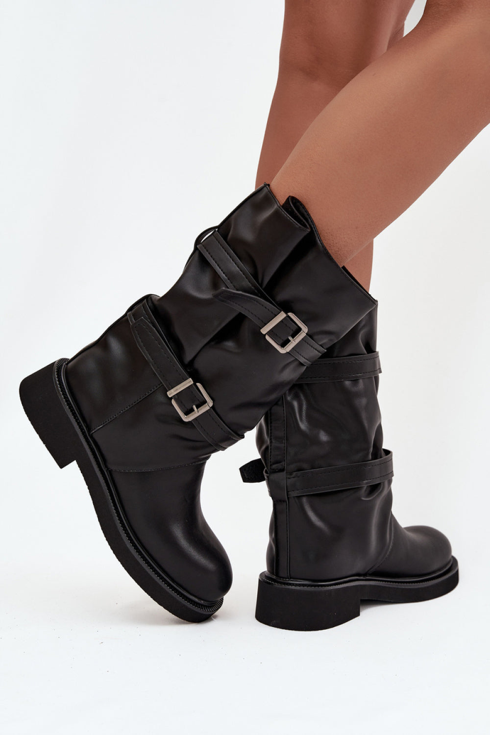 Step In Style Halvessa Black Faux Leather Flat Over The Knee Boots - view 3