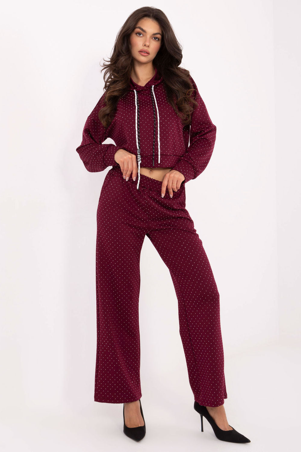 Rue Paris Burgundy High Waisted Long Sleeve Co-Ord Set