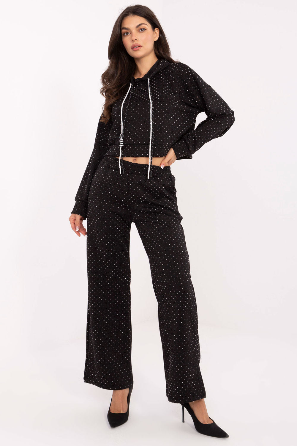 Rue Paris Black Viscose High Waisted Long Sleeve Co-Ord Set