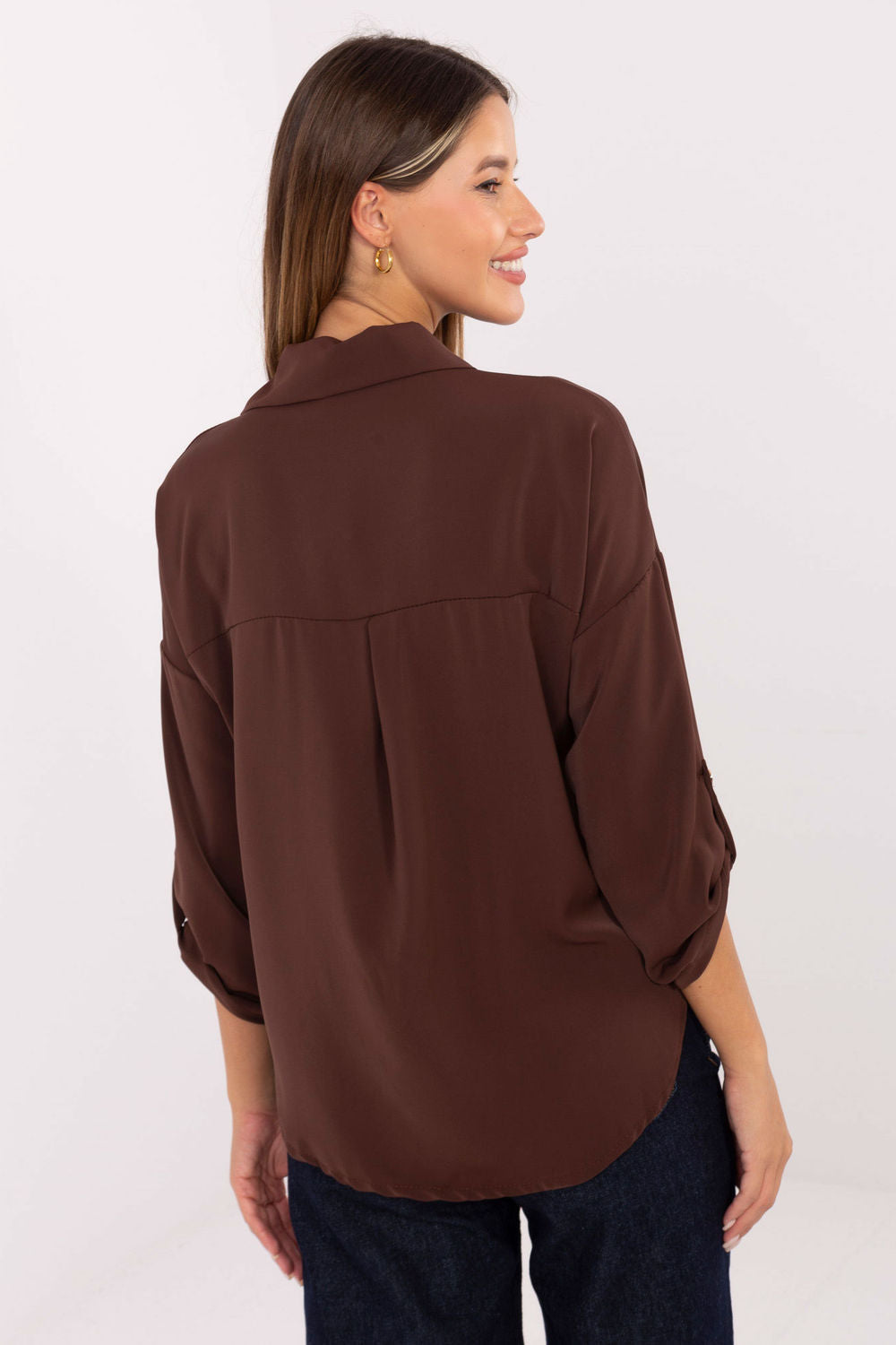 Rue Paris Dark Brown Long Sleeve Top - view 3