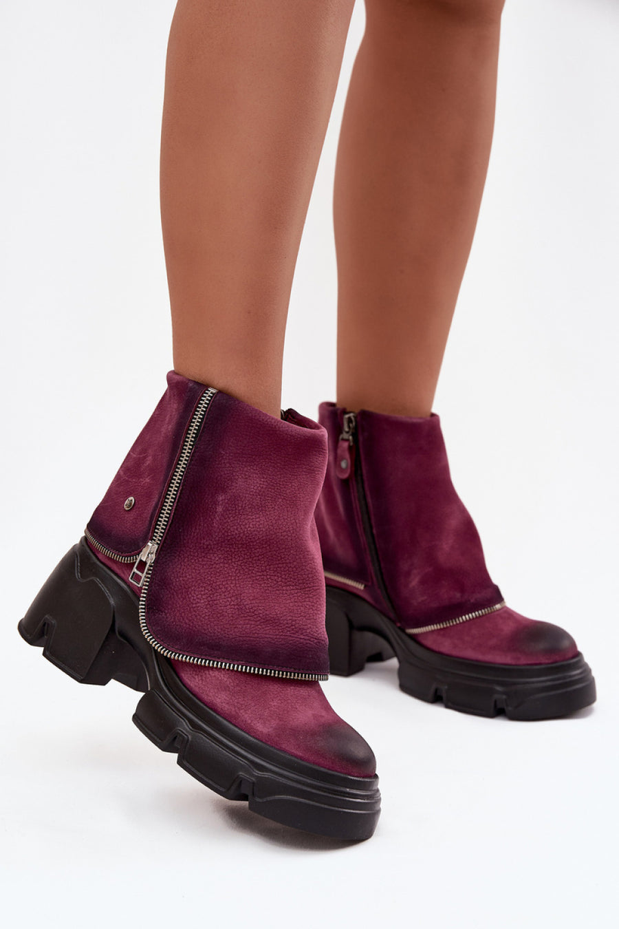 Step In Style Maciejka Burgundy Leather Block Heel Boots