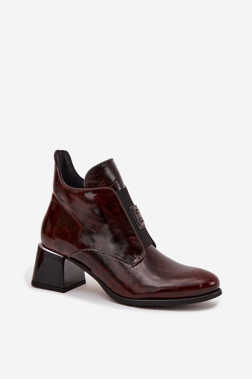 Step In Style Zazoo Dark Brown Leather Block Heel Heeled Ankle Boots - view 2