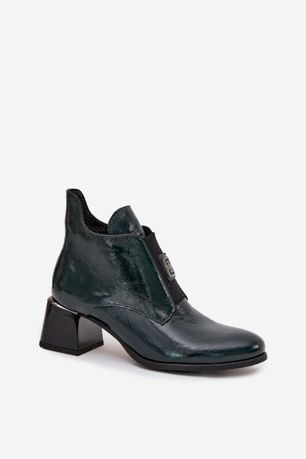 Step In Style Zazoo Dark Green Leather Block Heel Heeled Ankle Boots - view 2
