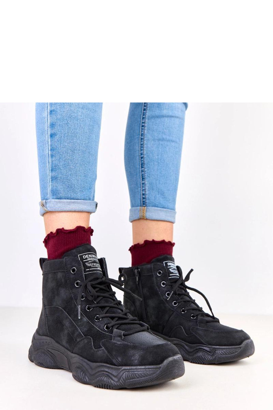 Solea Chakles Black Suede Platform Hiking Style Boots