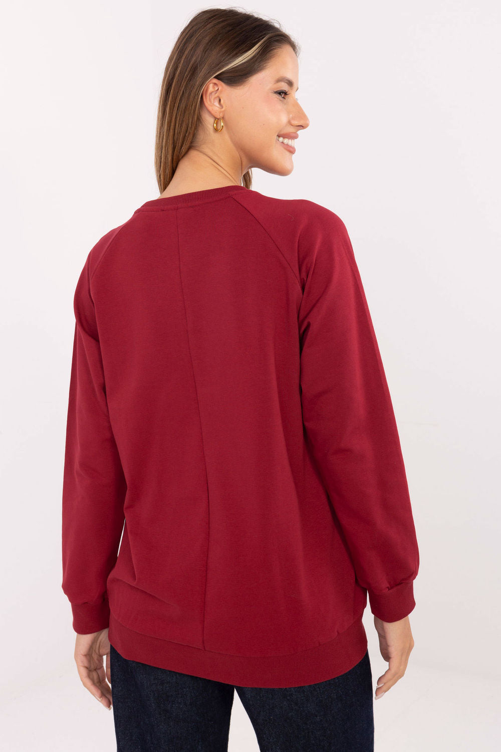 Relevance Burgundy Long Sleeve Cotton Sweatshirt - view 3
