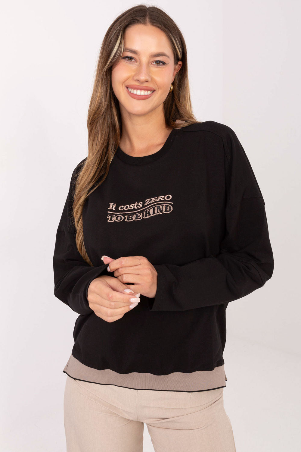 Relevance Black Long Sleeve Cotton Sweatshirt