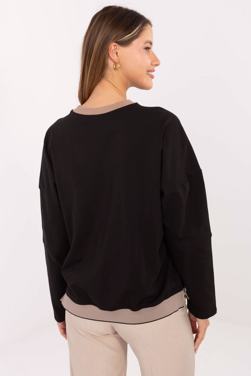 Relevance Black Long Sleeve Cotton Sweatshirt - view 3
