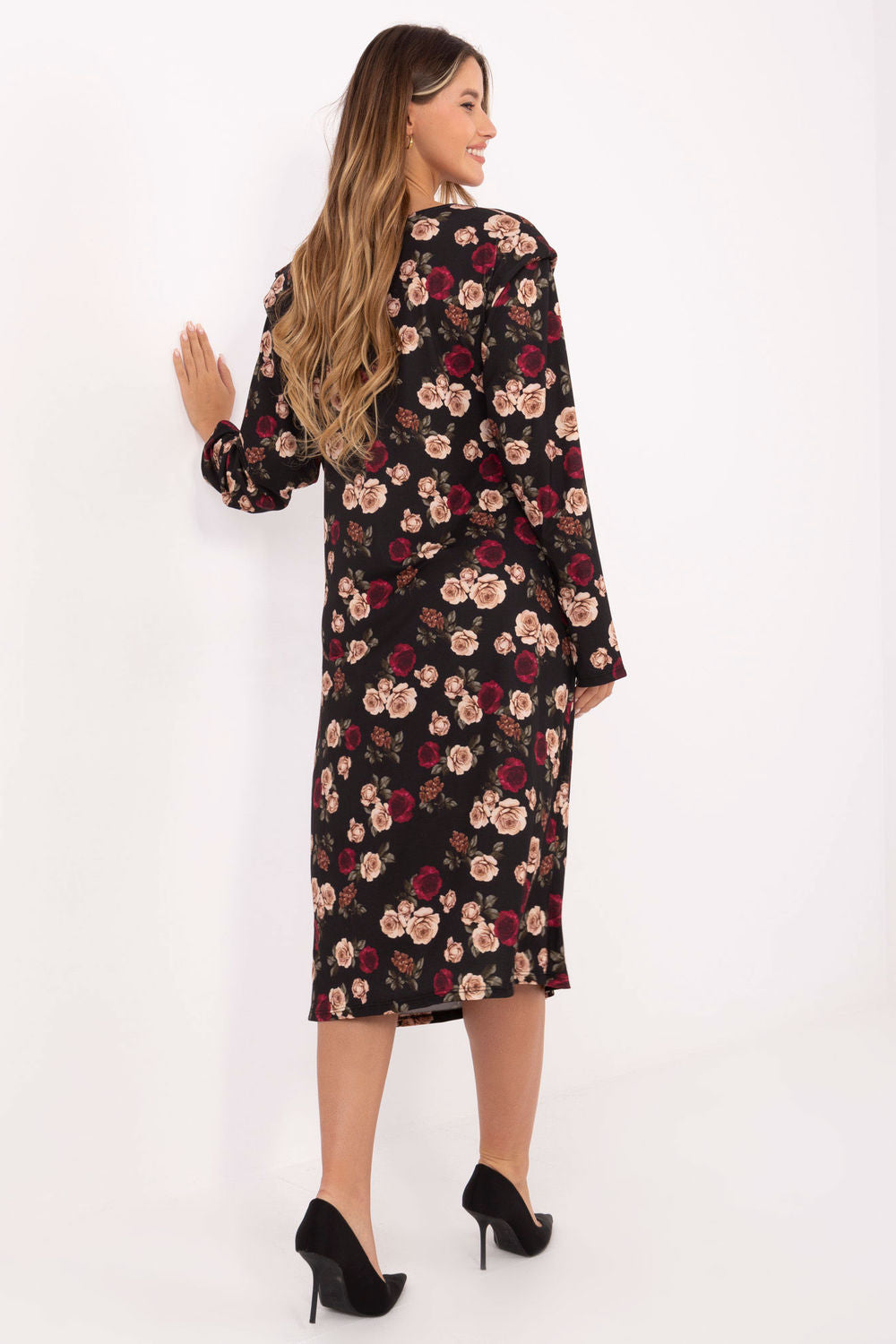 Rue Paris Black Midi Floral Dress - view 3