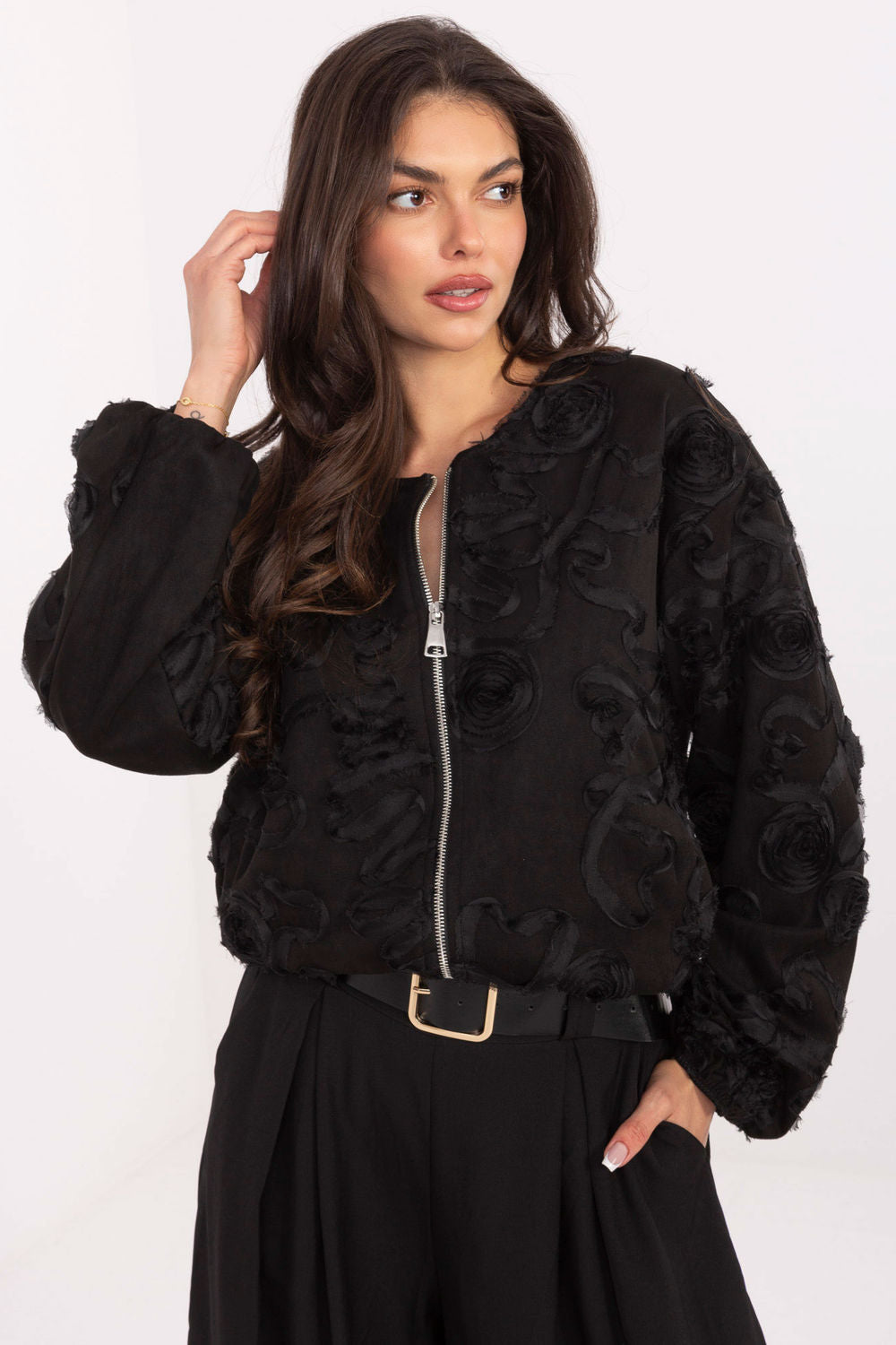 Rue Paris Black Bodycon Puff Sleeve Jacket