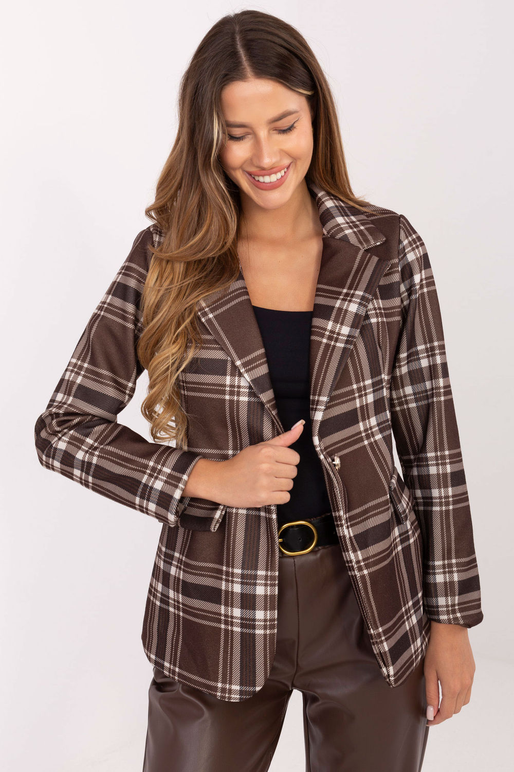 Rue Paris Brown Long Sleeve Jacket