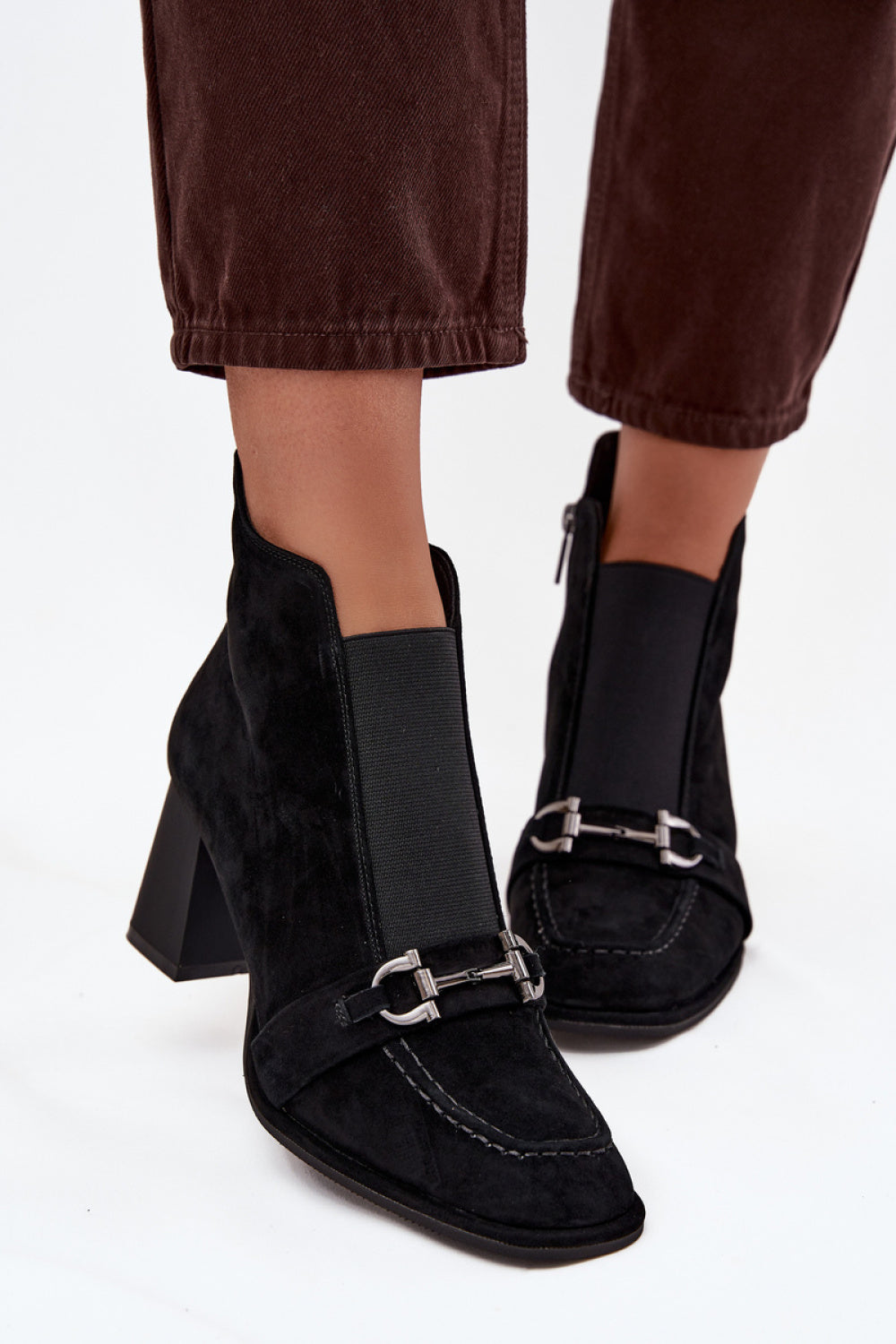 Step In Style Artiker Black Suede Block Heel Heeled Ankle Boots - view 3