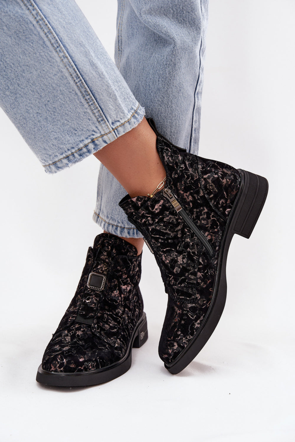Step In Style Brown Suede Block Heel Heeled Ankle Boots - view 3