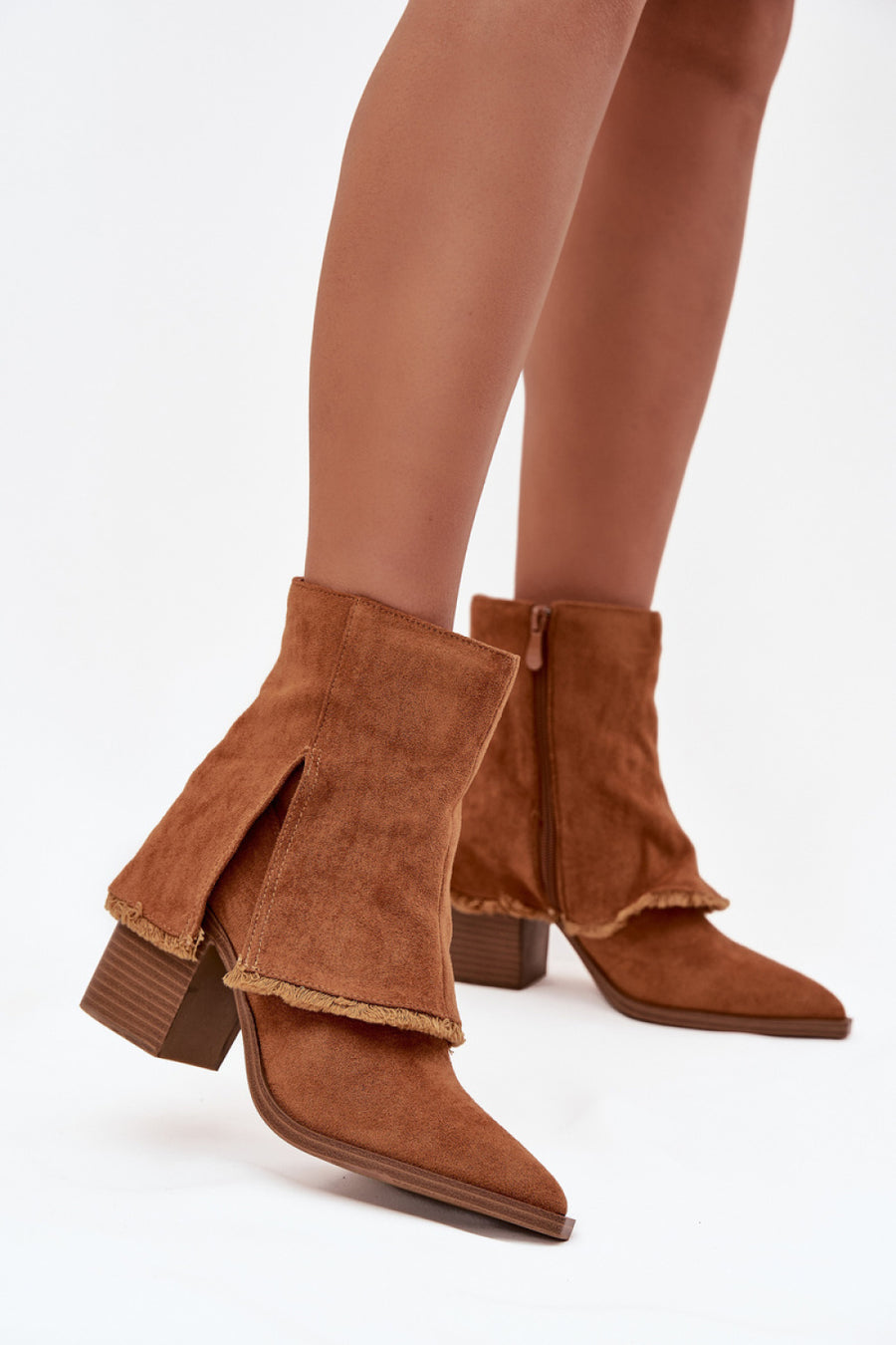 Step In Style Idalia Camel Faux Suede Block Heel Heeled Ankle Boots