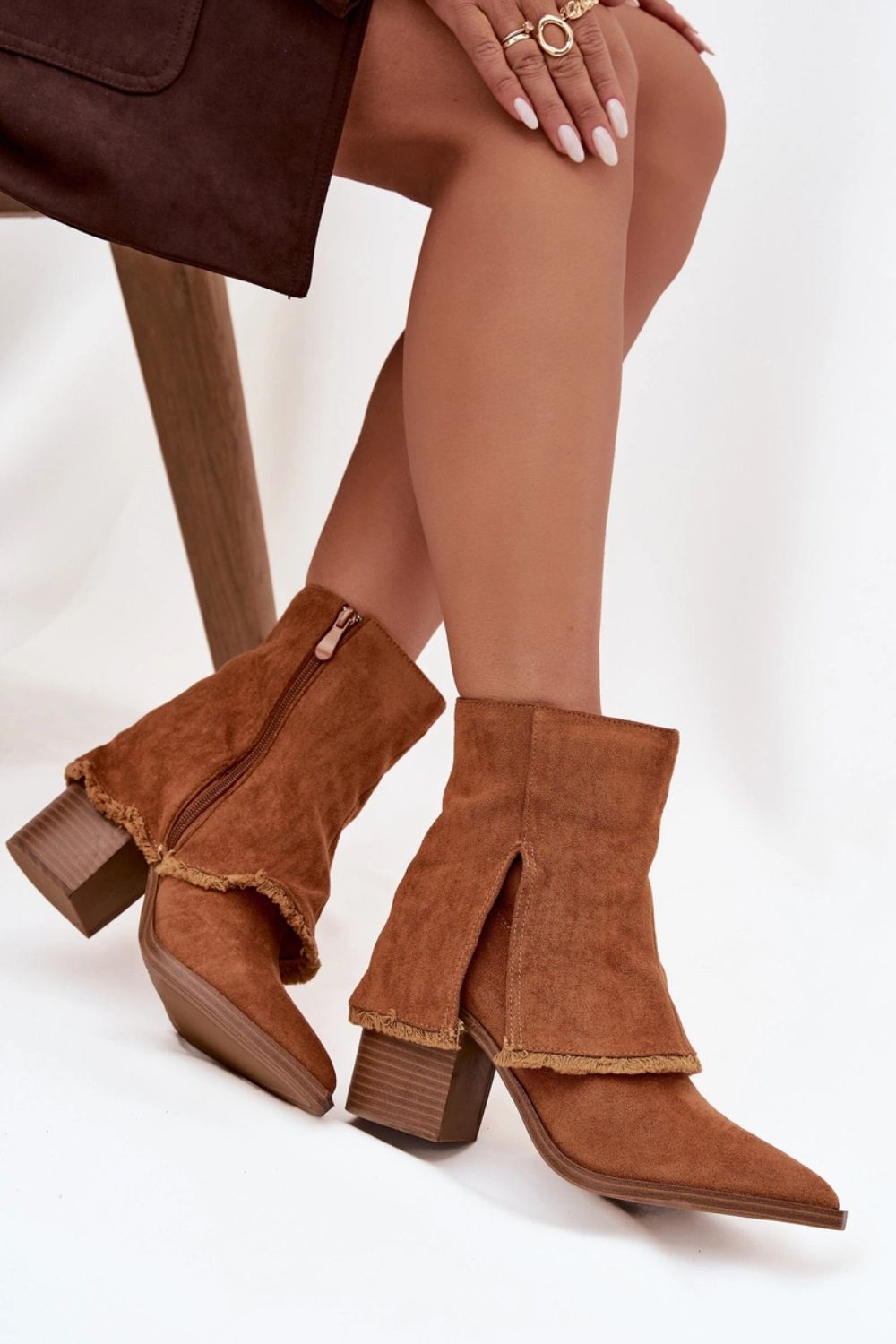 Step In Style Idalia Camel Faux Suede Block Heel Heeled Ankle Boots - view 3