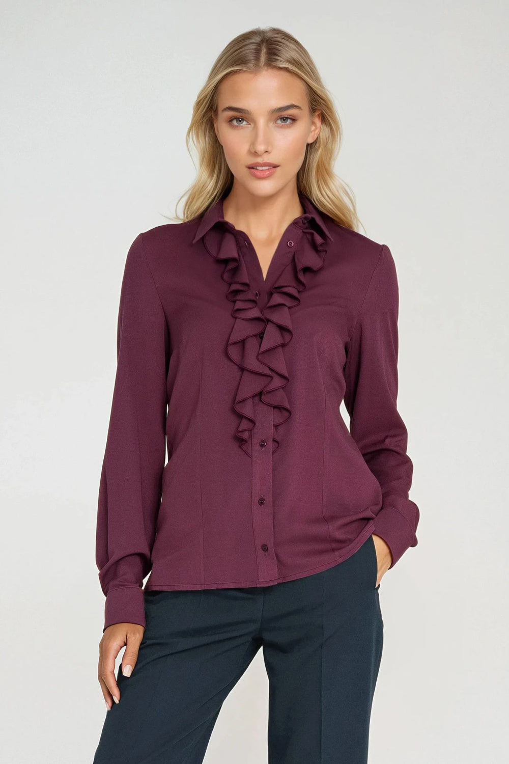 Nife Plum Bodycon Long Sleeve Top