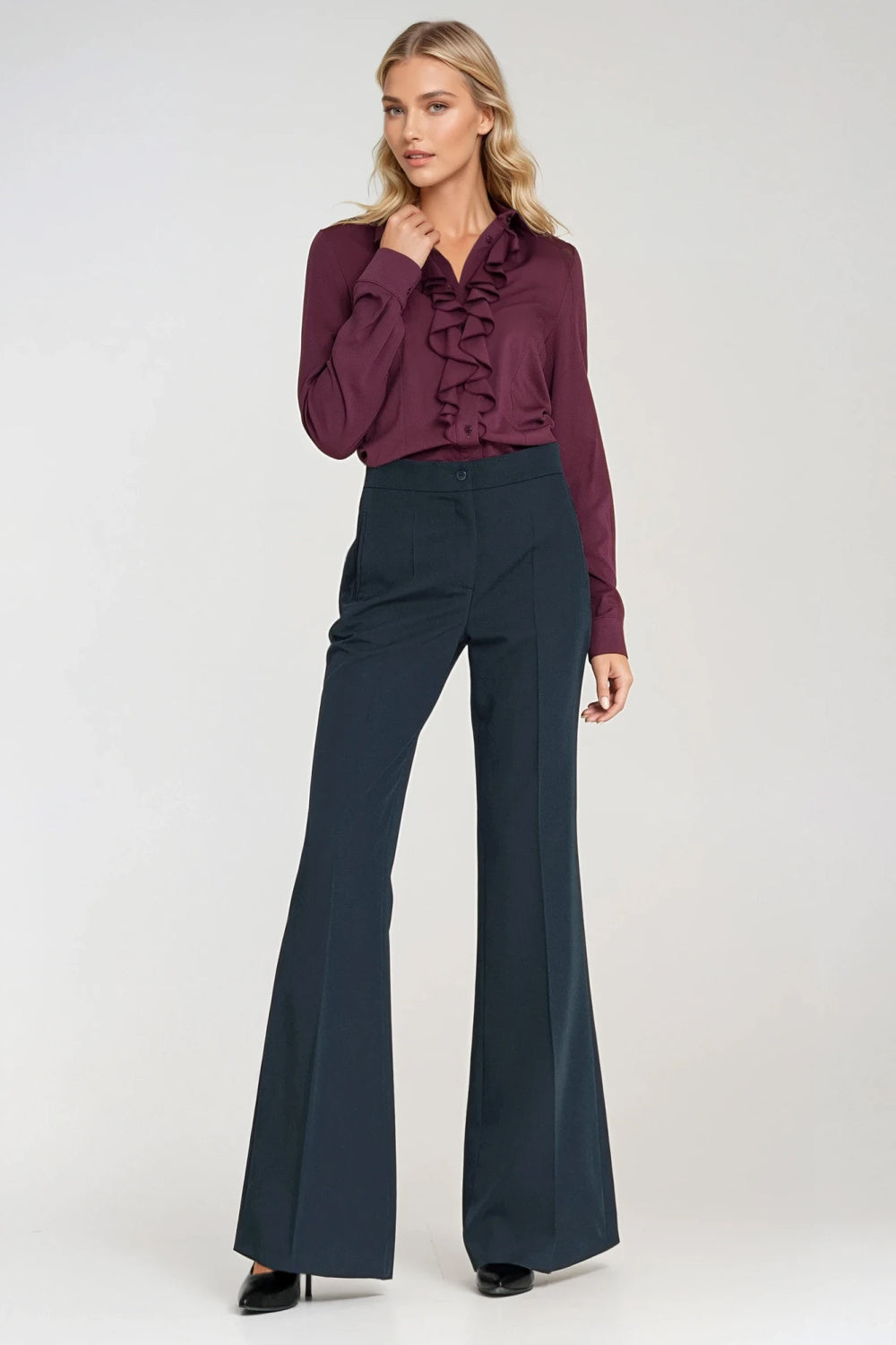 Nife Plum Bodycon Long Sleeve Top - view 2