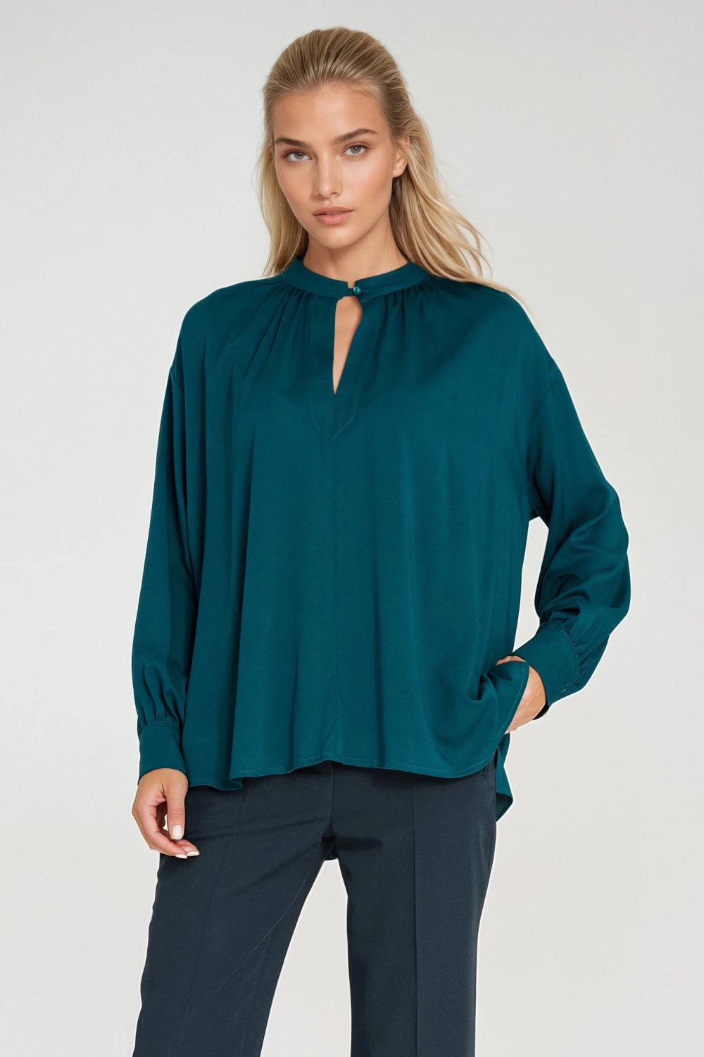 Nife Emerald Oversized Long Sleeve Blouse