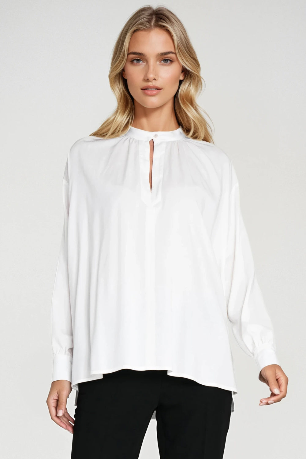 Nife Ecru Oversized Long Sleeve Blouse
